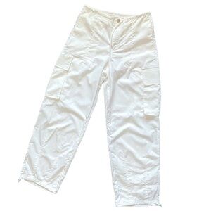 White Relaxed Fit Track Pants with Lightweight Fabric